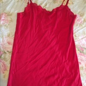 Lace tank top, red, adjustable